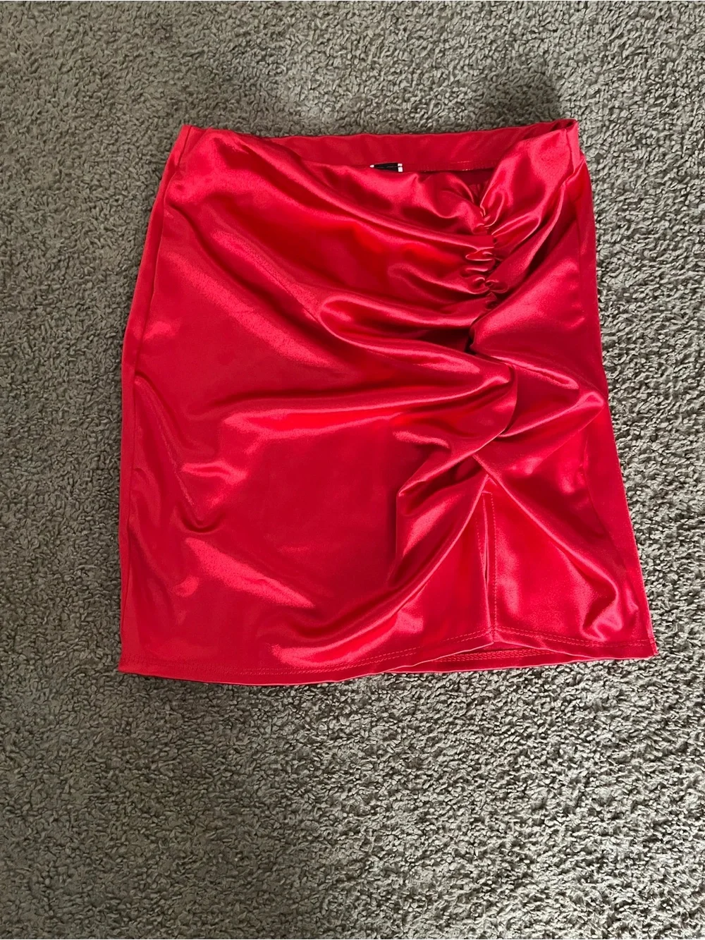Windsor Red Satin Ruched Pencil Skirt
